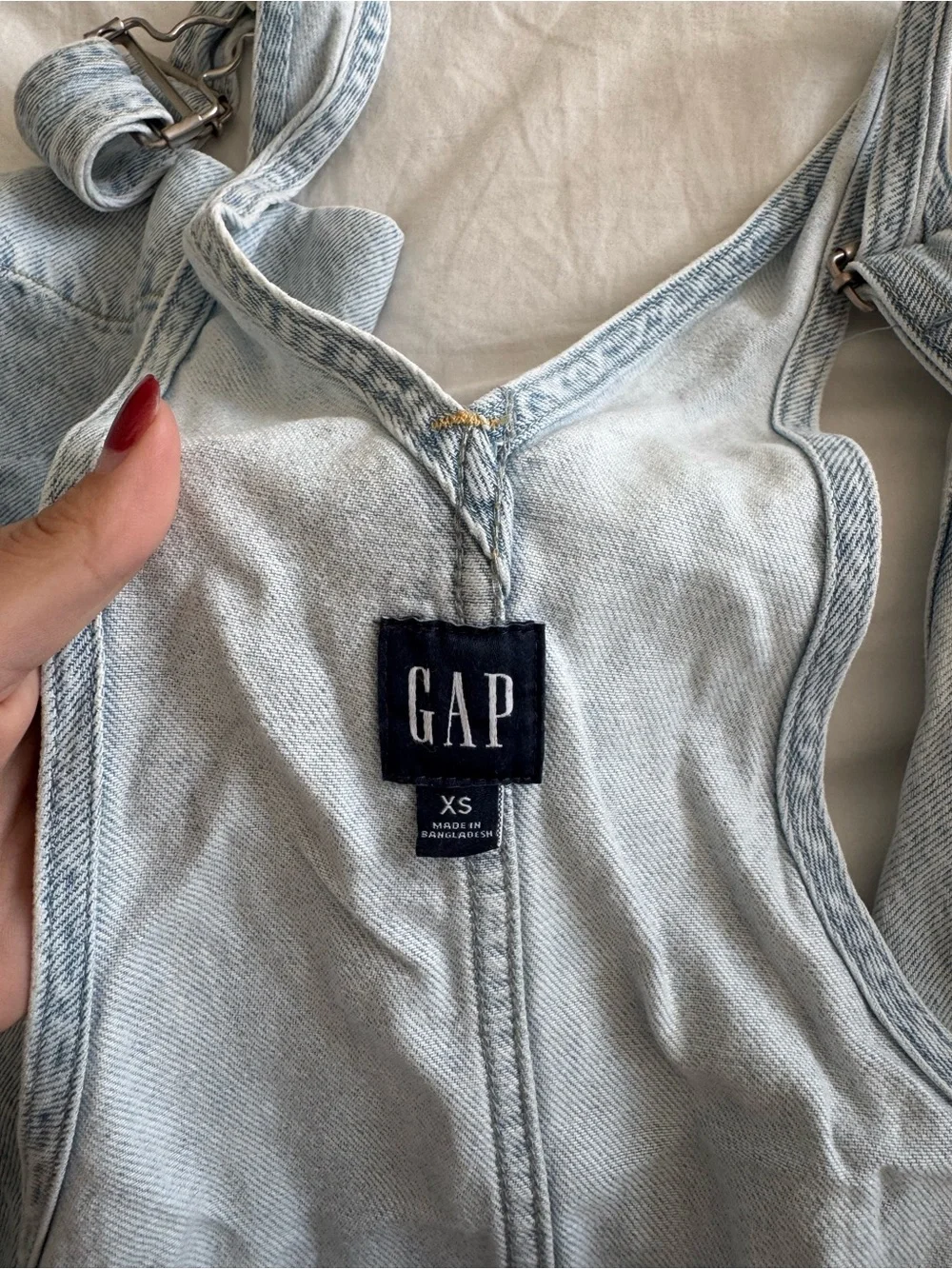 GAP Light Wash Wide-Leg Denim Overalls